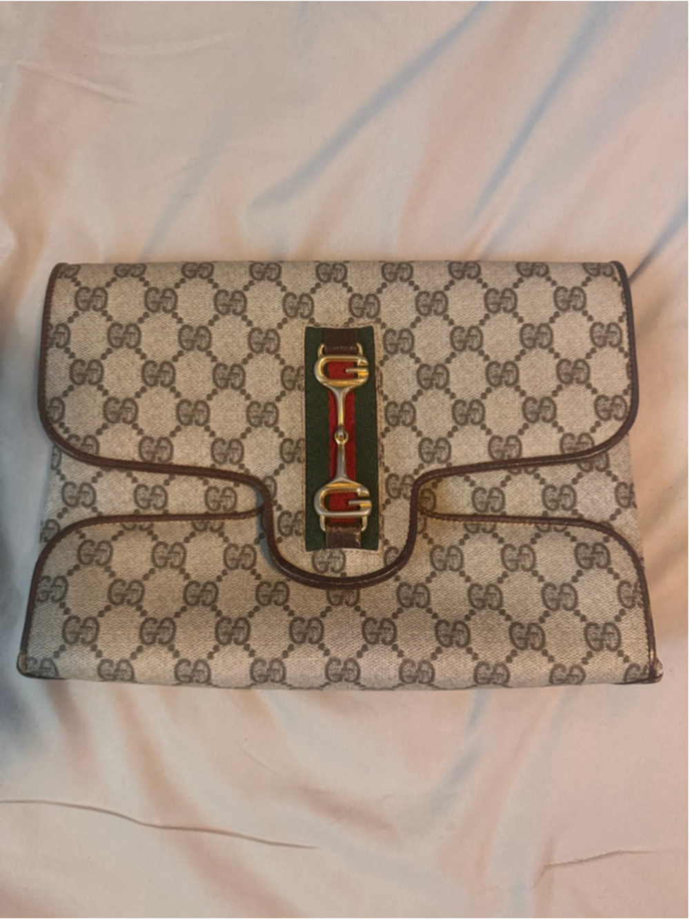Vintage Gucci Horsebit Sherry Line Shoulder Bag Purse Leather Brown